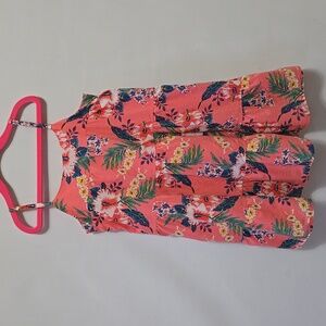 GAP Kids Girls Pink Tropical Floral Tiered Dress Size Small 6/7 Luau Cotton